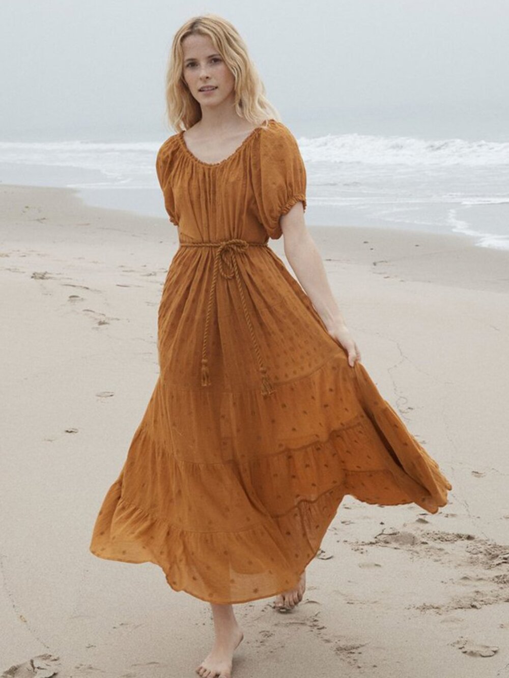 Doen Tansy dress in Golden hour, no belt.